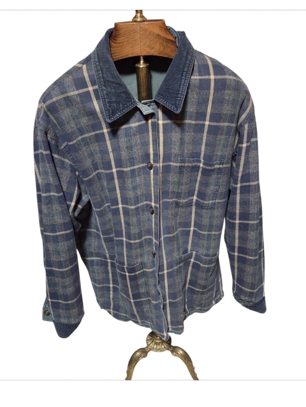 Vintage Geoffrey Beene Reversible Green & Plaid Barn Field Chore Jacket Large - Picture 4 of 12